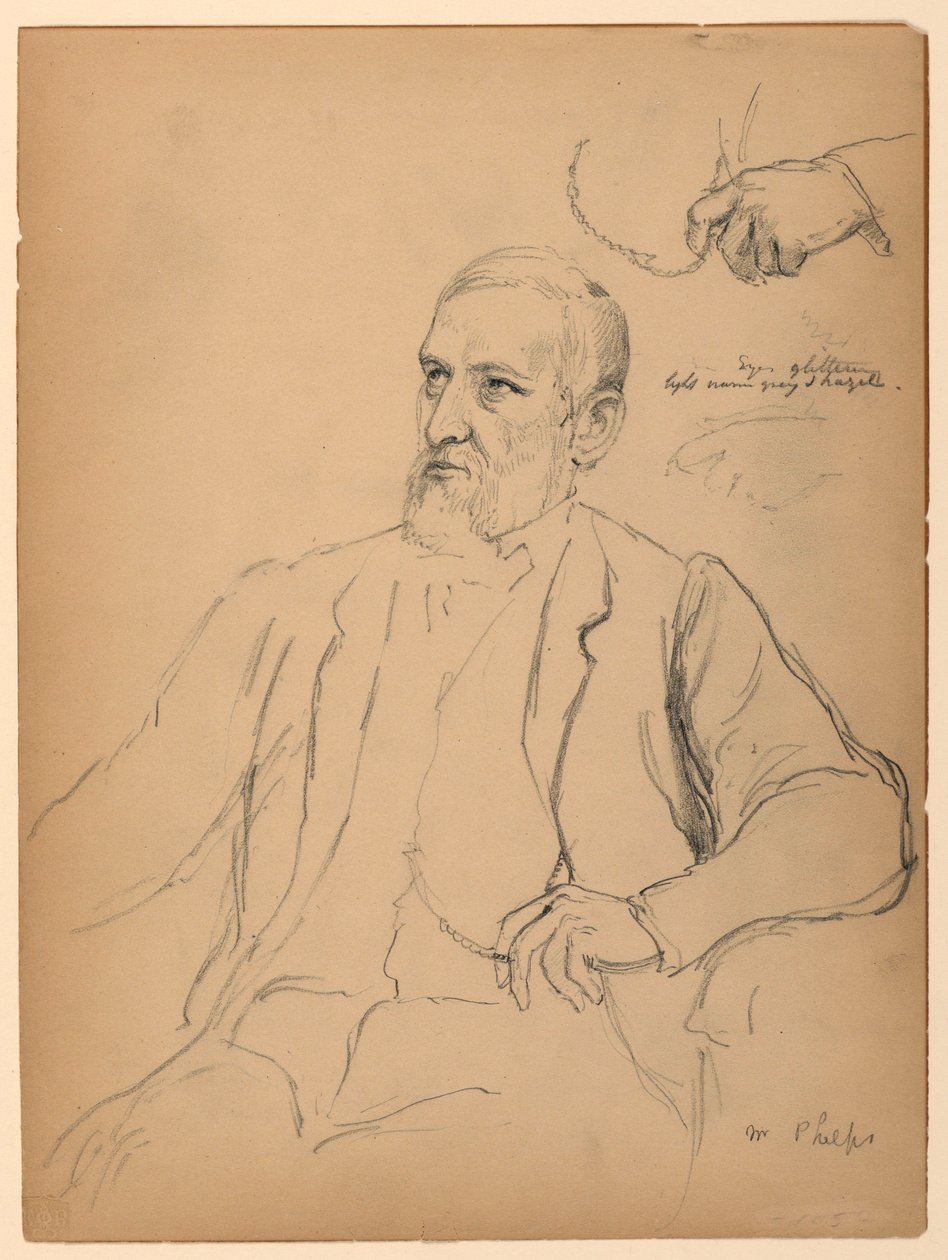 Desenho, John Jay Phelps sentado, S, 1863 de Daniel Huntington