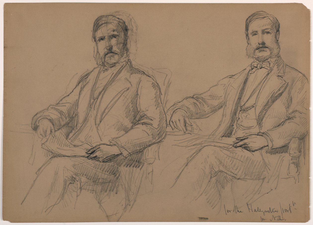 Desenho, Julius Hallgarten sentado, dois estudos; verso: Mr. Hunt de pé, 1884 de Daniel Huntington