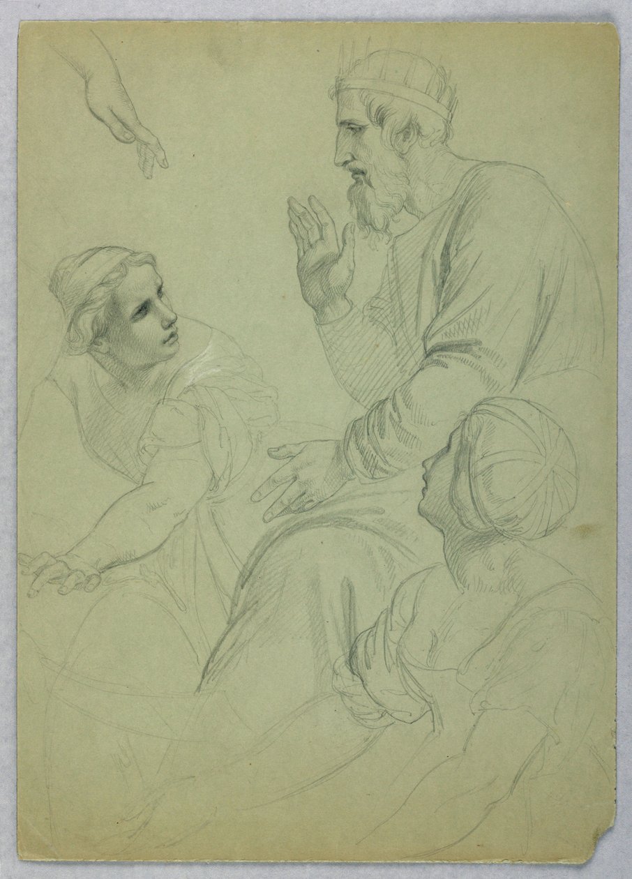 Desenho, Rei e duas mulheres, Separ, ca. 1845 de Daniel Huntington