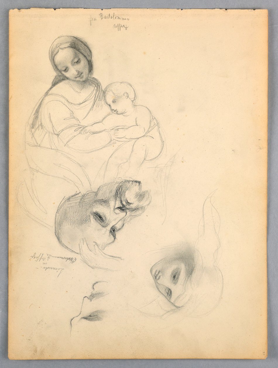 Desenho, Madona e criança depois de F, outubro de 1844 de Daniel Huntington
