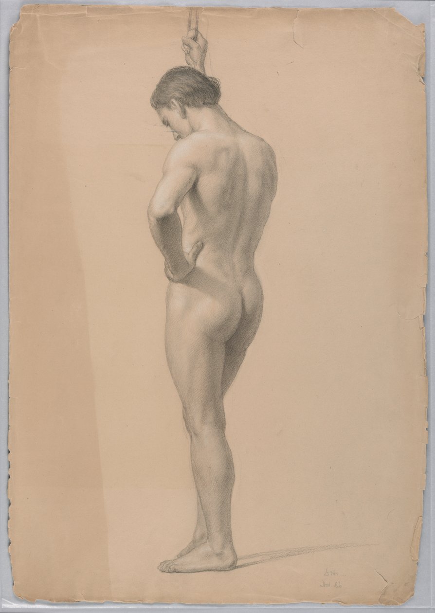 Desenho, Nu masculino em pé, novembro de 1866 de Daniel Huntington