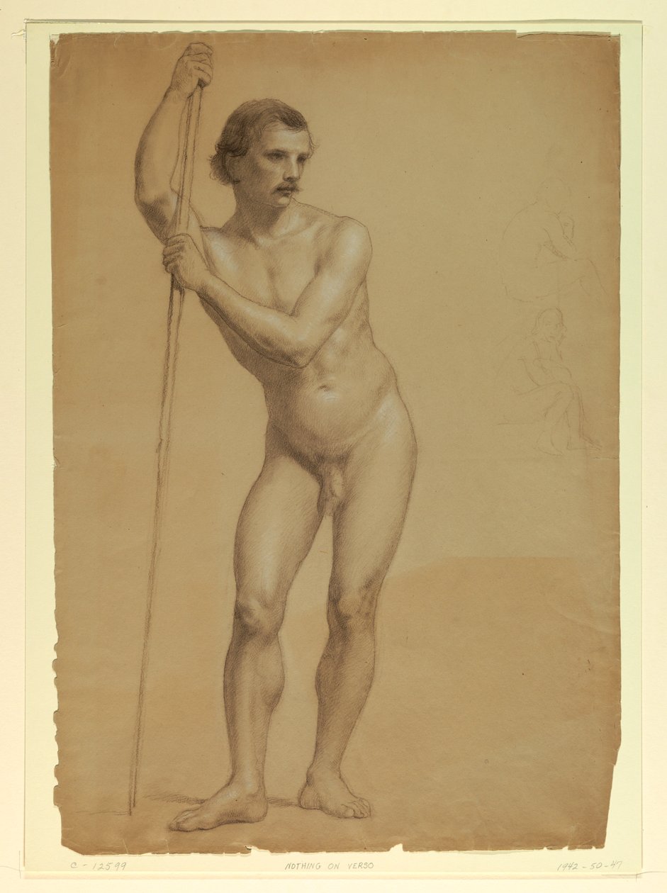 Desenho, Nu masculino em pé, dois S, 1866 de Daniel Huntington