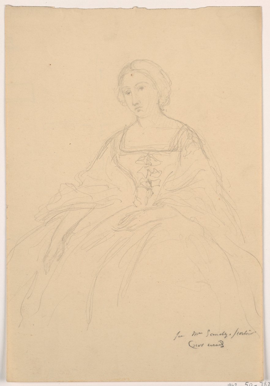 Desenho, Sra. Sheppard Gandy sentada; Verso: Esboço de linhas, 1859 de Daniel Huntington