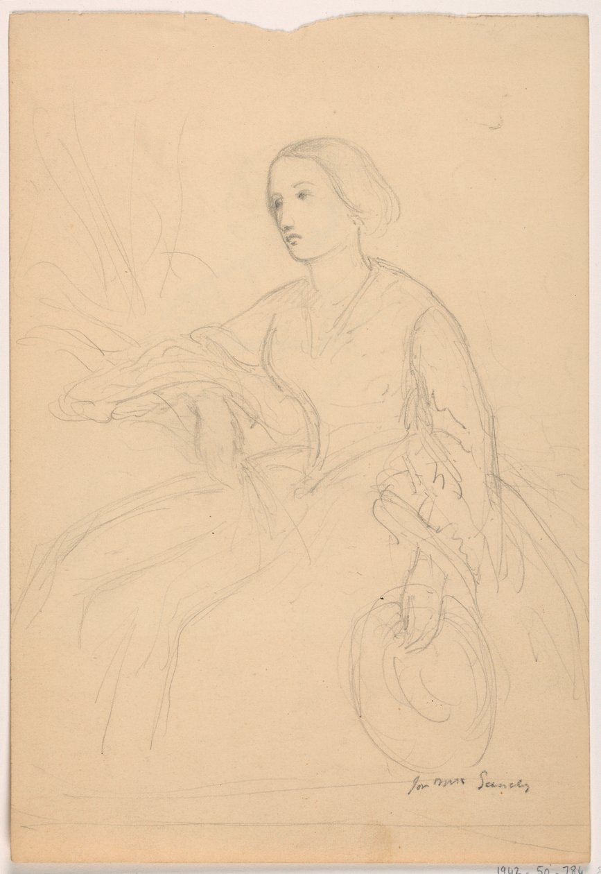 Desenho, Sra. Sheppard Gandy sentada; verso: Sra. Sheppard Gandy sentada, 1859 de Daniel Huntington
