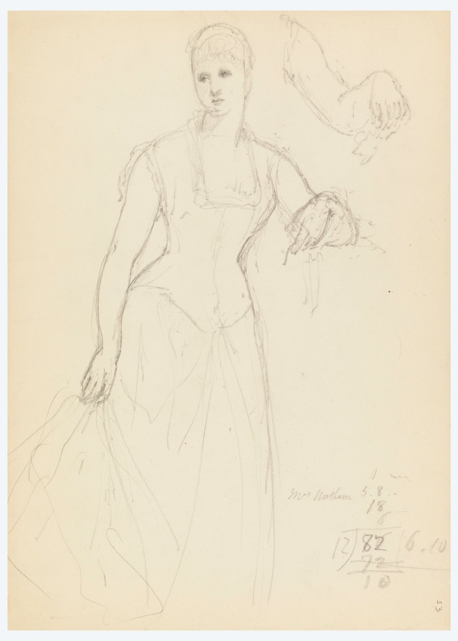 Desenho, Esboço para um retrato de Bella Worsham, 1878 de Daniel Huntington