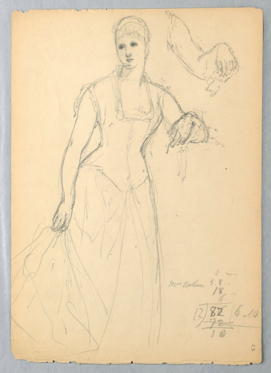 Desenho, Esboço para um retrato de Bella Worsham, 1878 de Daniel Huntington