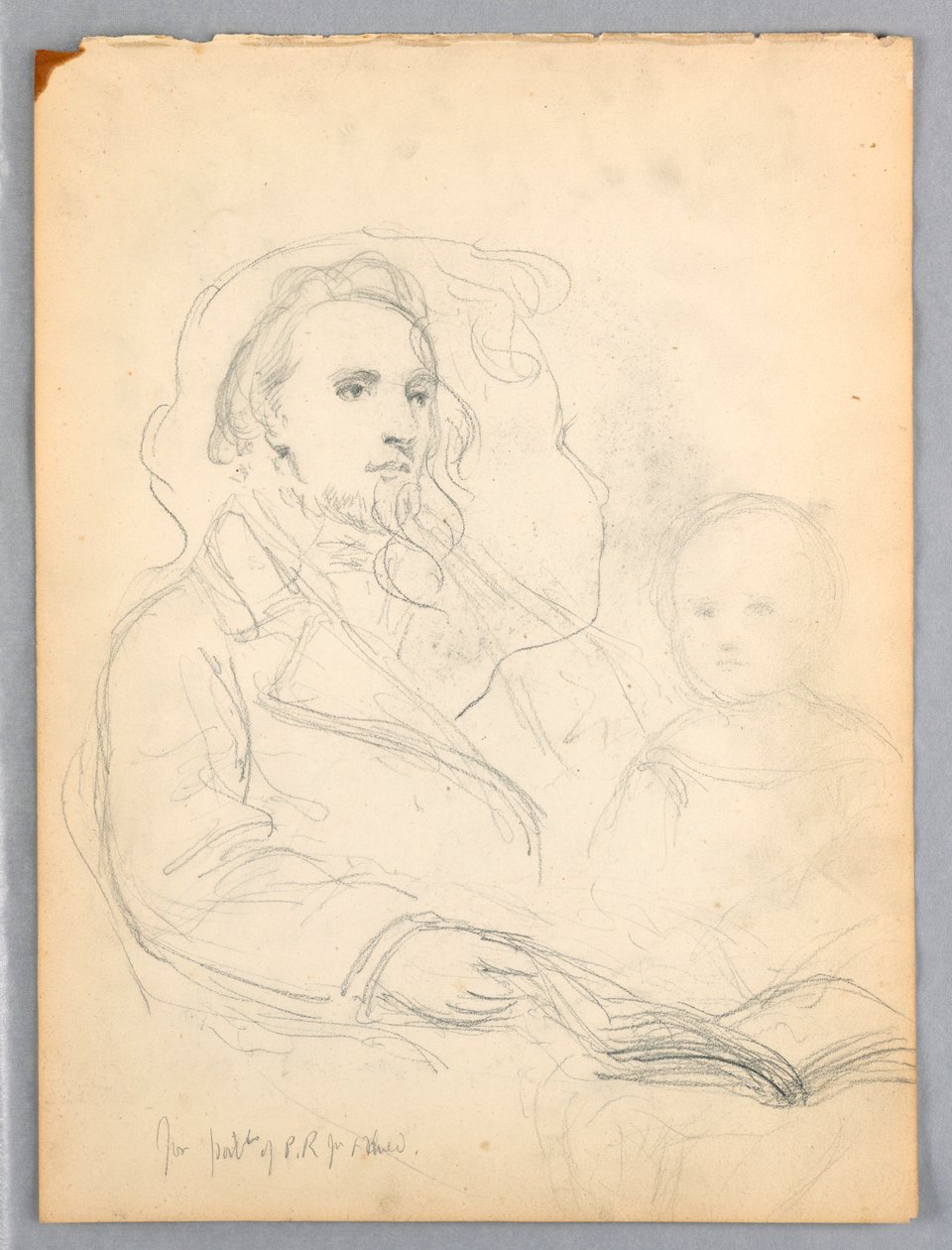 Desenho, Esboços para "Lição de Caridade" e retrato de Peter Richards, Jr., 1849 de Daniel Huntington