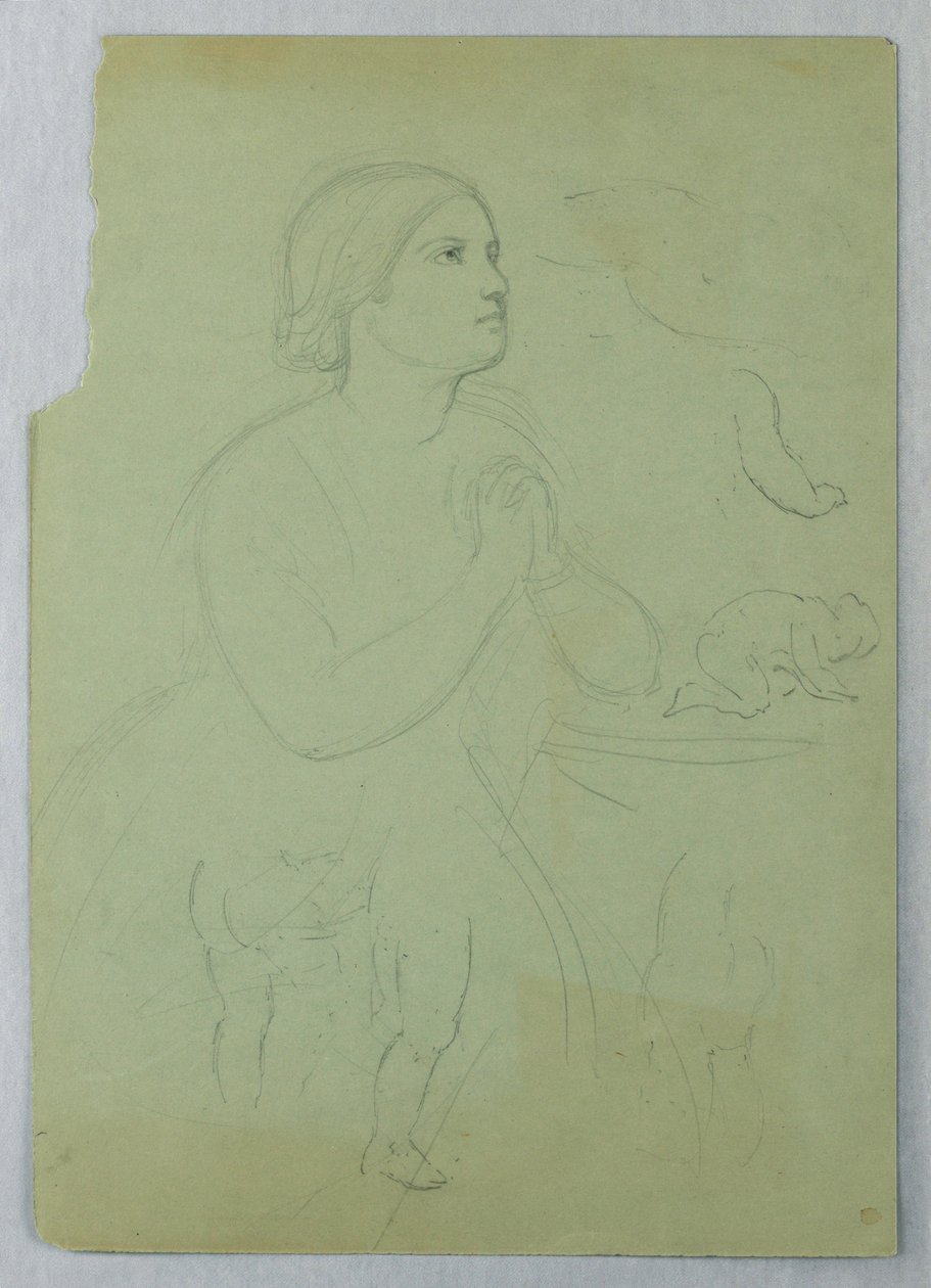 Desenho, Estudo para "Comunhão de t, 1845 de Daniel Huntington