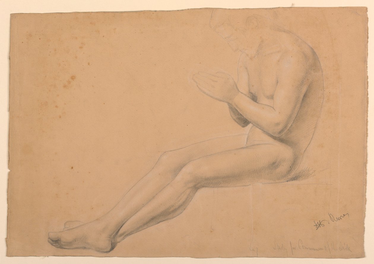 Desenho, Estudo para a "Comunhão dos Doentes", 1844-45 de Daniel Huntington