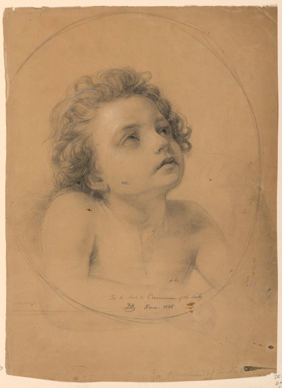Desenho, Estudo para a "Comunhão dos Doentes", 1845 de Daniel Huntington