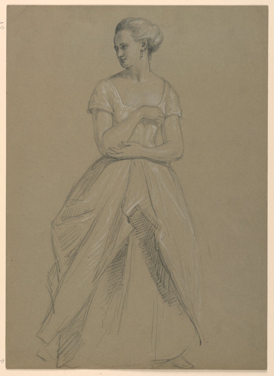 Desenho, Estudo para "Receção a Martha Washington", 1860 de Daniel Huntington