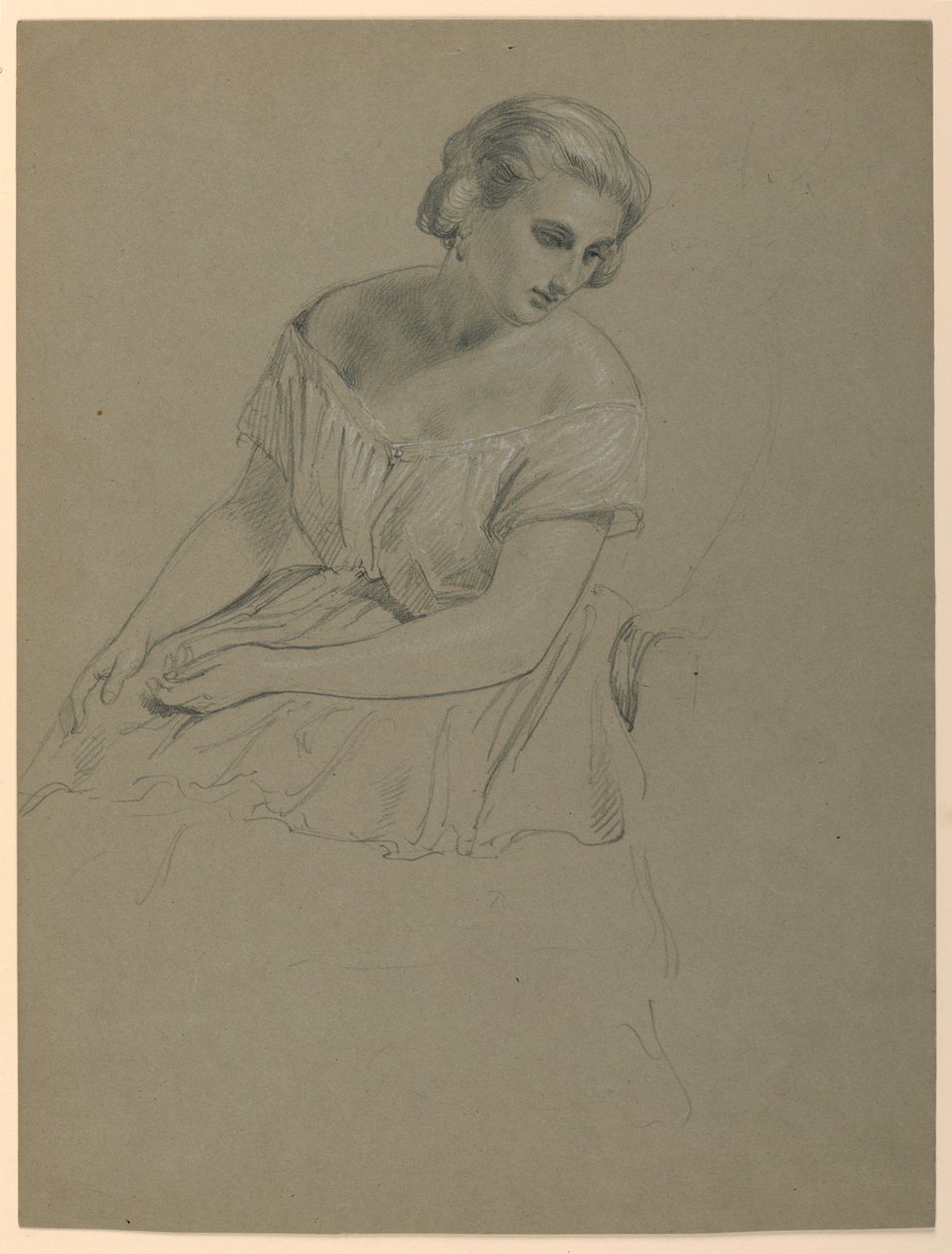 Desenho, Estudo para "Receção a Martha Washington", 1860 de Daniel Huntington