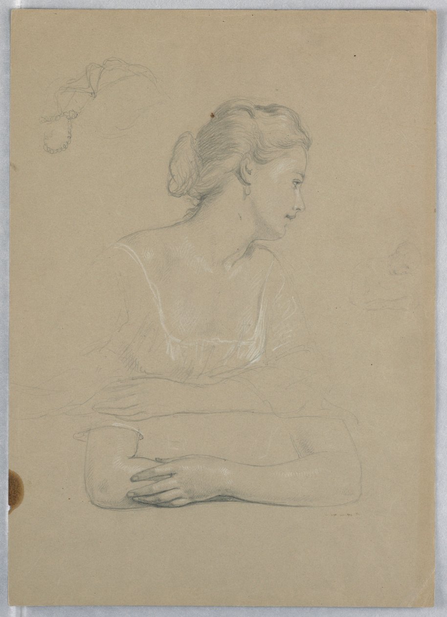 Desenho, Estudo para "Receção a Martha Washington", 1860 de Daniel Huntington