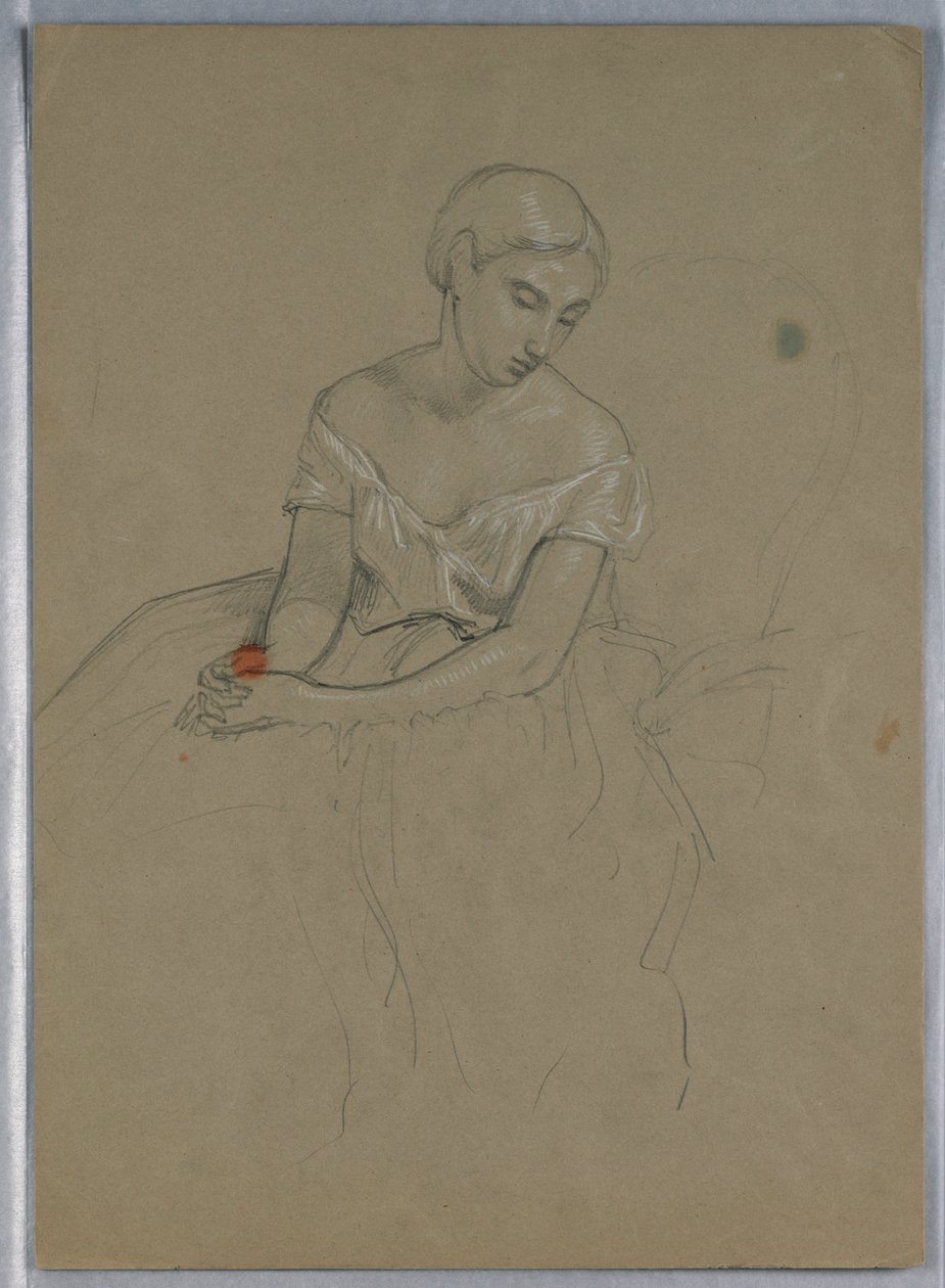 Desenho, Estudo para "Receção a Martha Washington", 1860 de Daniel Huntington