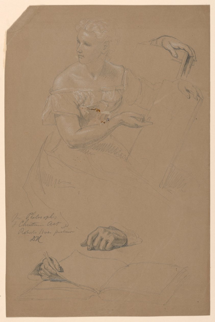 Desenho, Estudo para "Filosofia da Arte Cristã", 1868 de Daniel Huntington