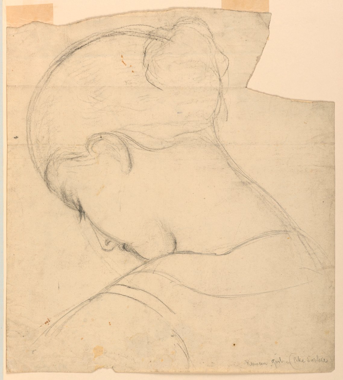 Desenho, Estudo para "Rapariga Romana", Cabeça de Mulher, 1841 de Daniel Huntington