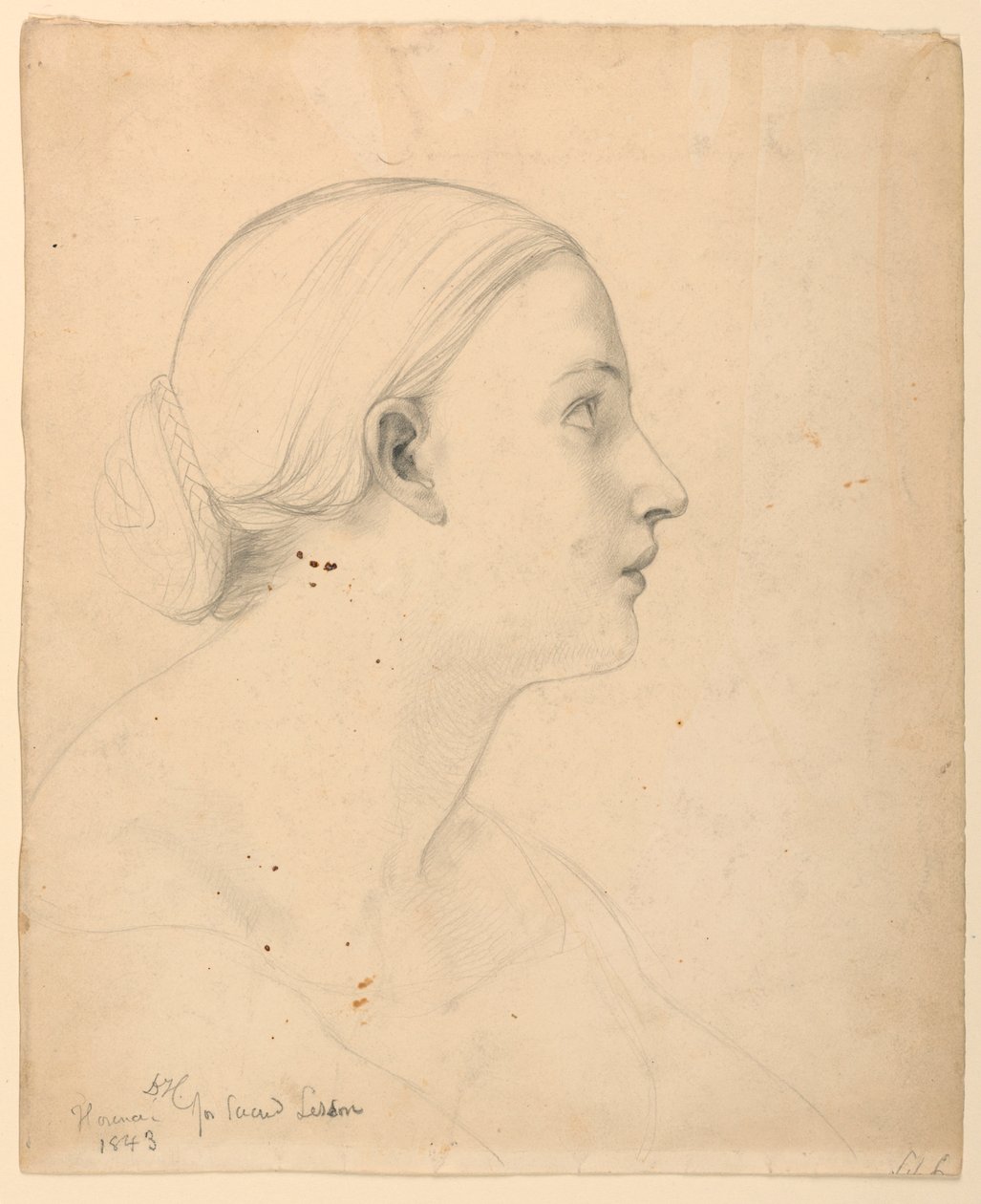 Desenho, Estudo para "Lição Sagrada", 1843 de Daniel Huntington
