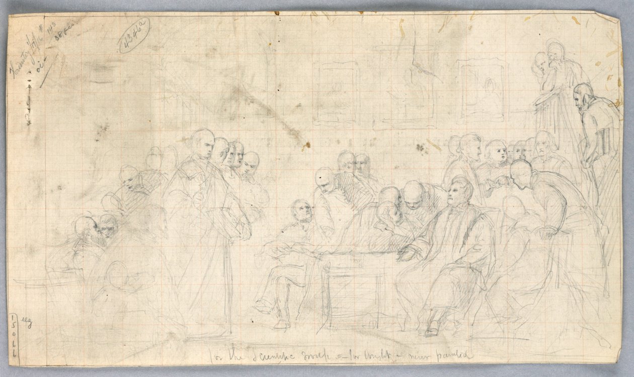 Desenho, Estudo para "Grupo Científico", 1858 de Daniel Huntington