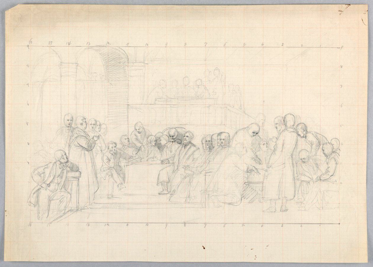 Desenho, Estudo para "Grupo Científico", 1858 de Daniel Huntington