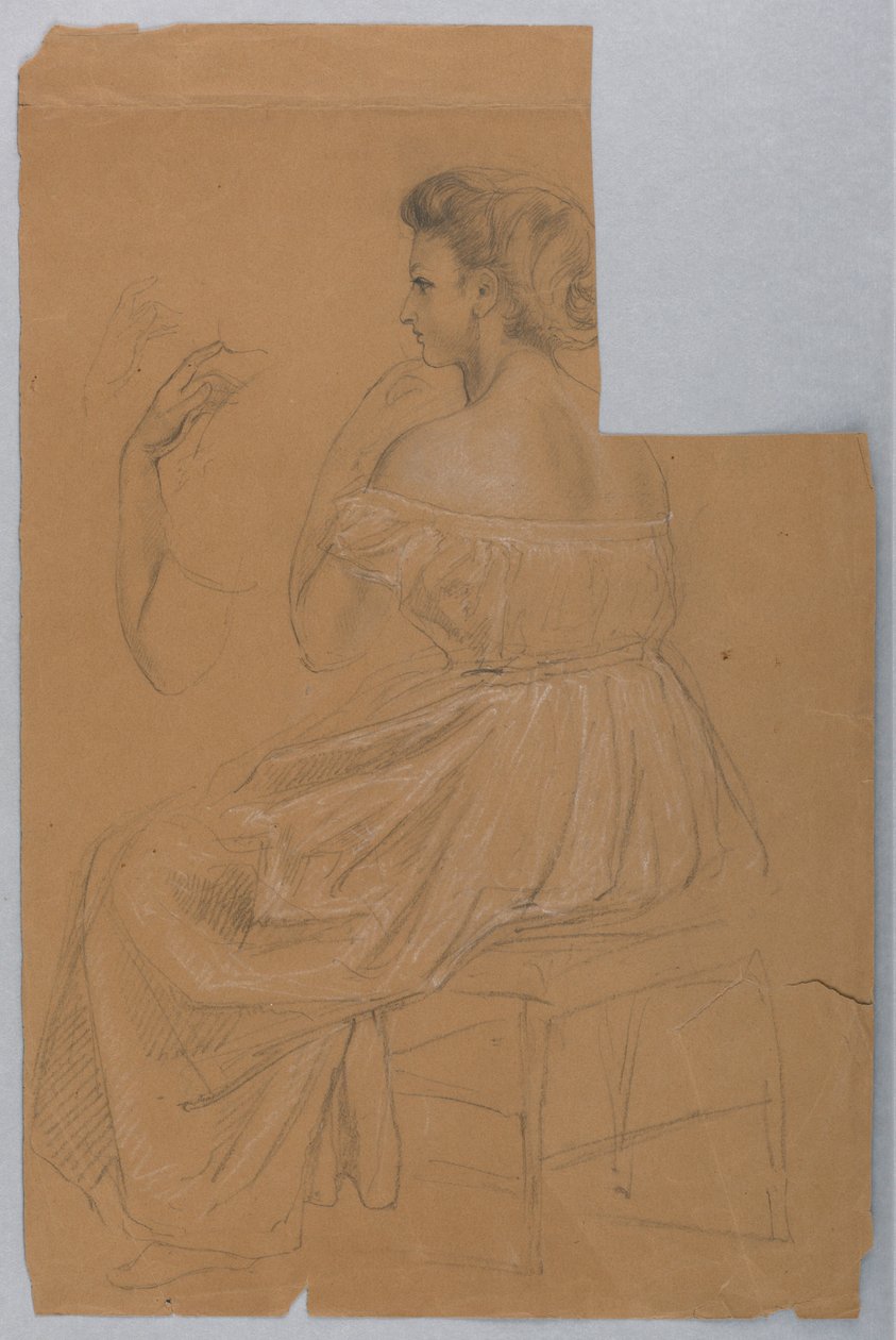 Desenho, Estudo para "Titian Showing", 1872 de Daniel Huntington