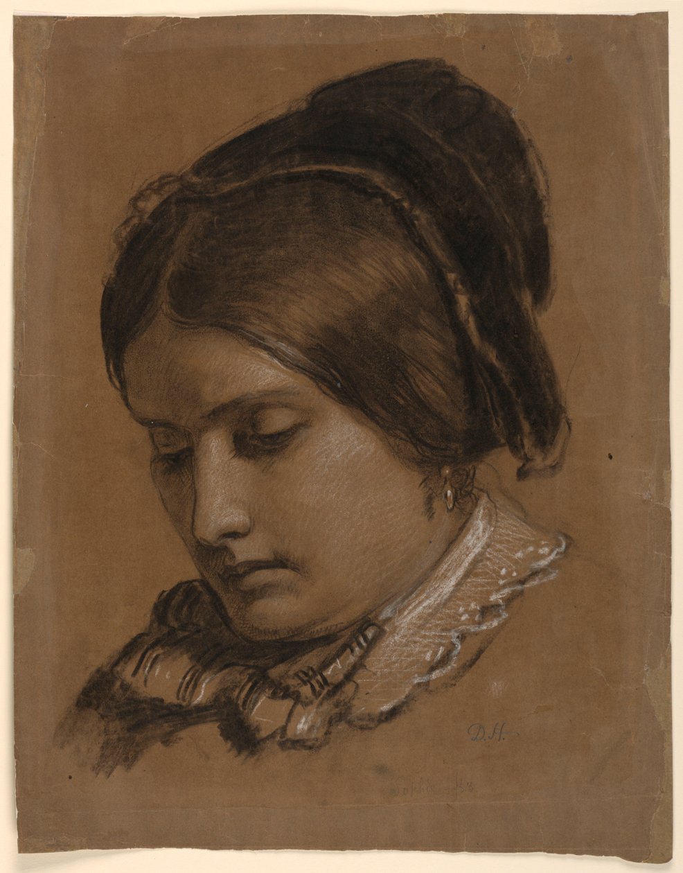 Desenho, A mulher do artista, Sophie, 1853 de Daniel Huntington
