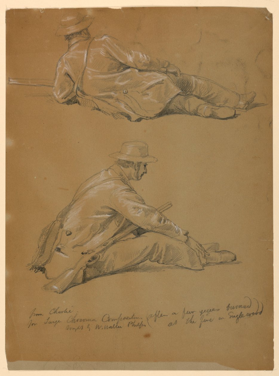 Desenho, Dois Estudos do Artista, 1864 de Daniel Huntington