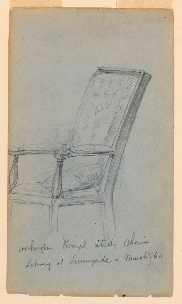Desenho, Estudo de Washington Irving, 15 de março de 1860 de Daniel Huntington