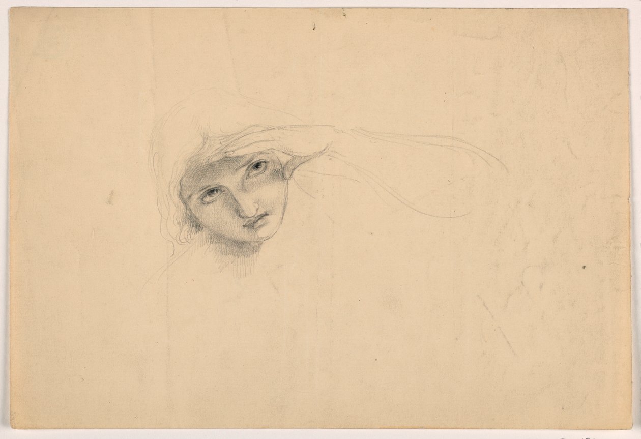 Desenho, Mulher a proteger os olhos, ca. 1844 de Daniel Huntington