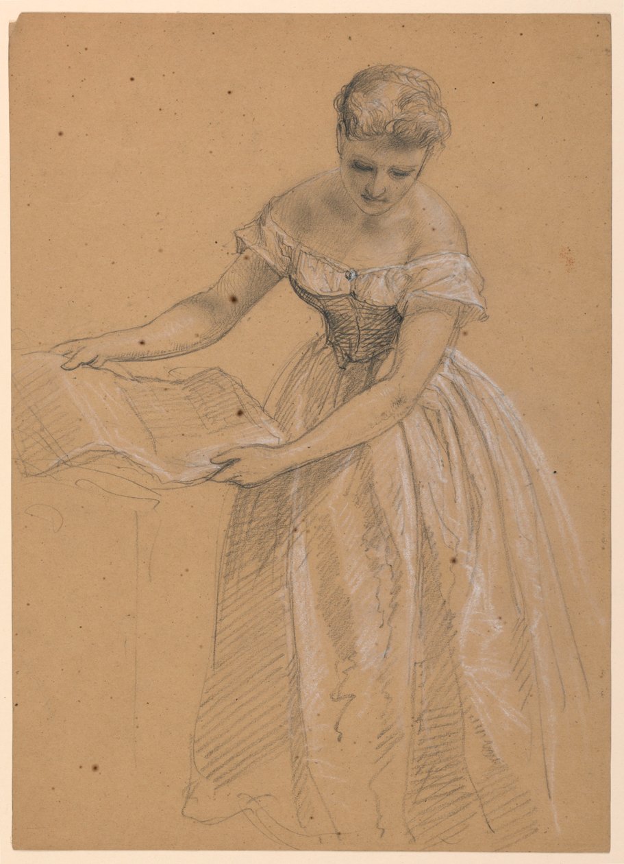 Desenho, Mulher de pé, 1860 de Daniel Huntington
