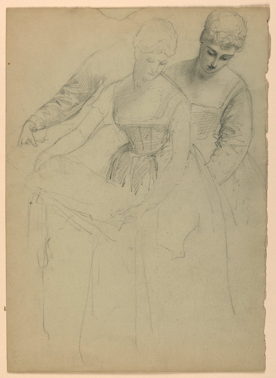 Desenho, Mulher de pé, separada, 1860 de Daniel Huntington