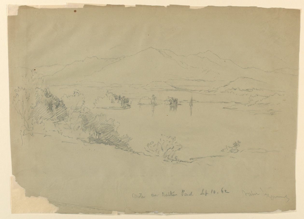 Esboço de paisagem, Walker Pond, New Hampshire de Daniel Huntington