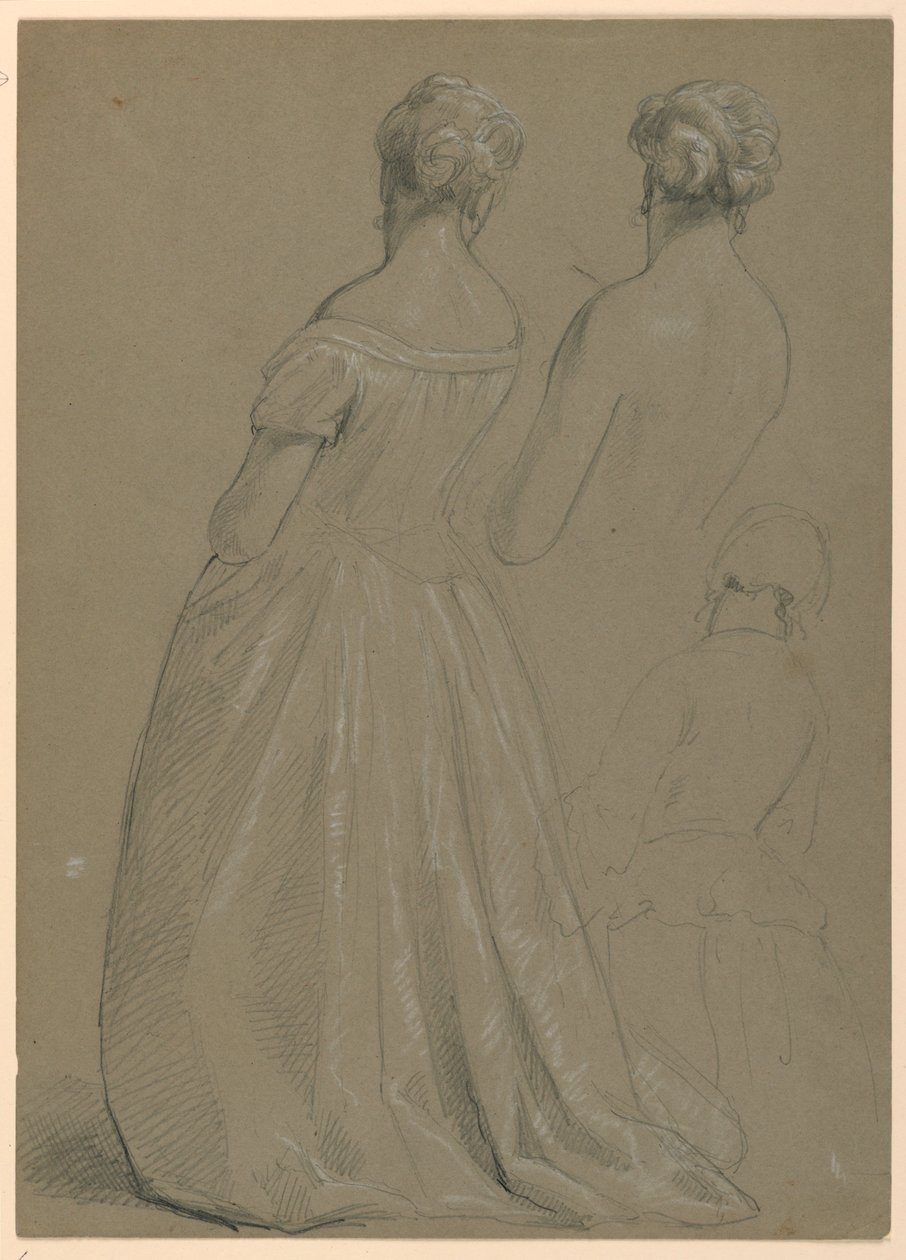 Estudos de mulher em pé para "The Republican Court" (Dia de Recepção de Lady Washington) de Daniel Huntington