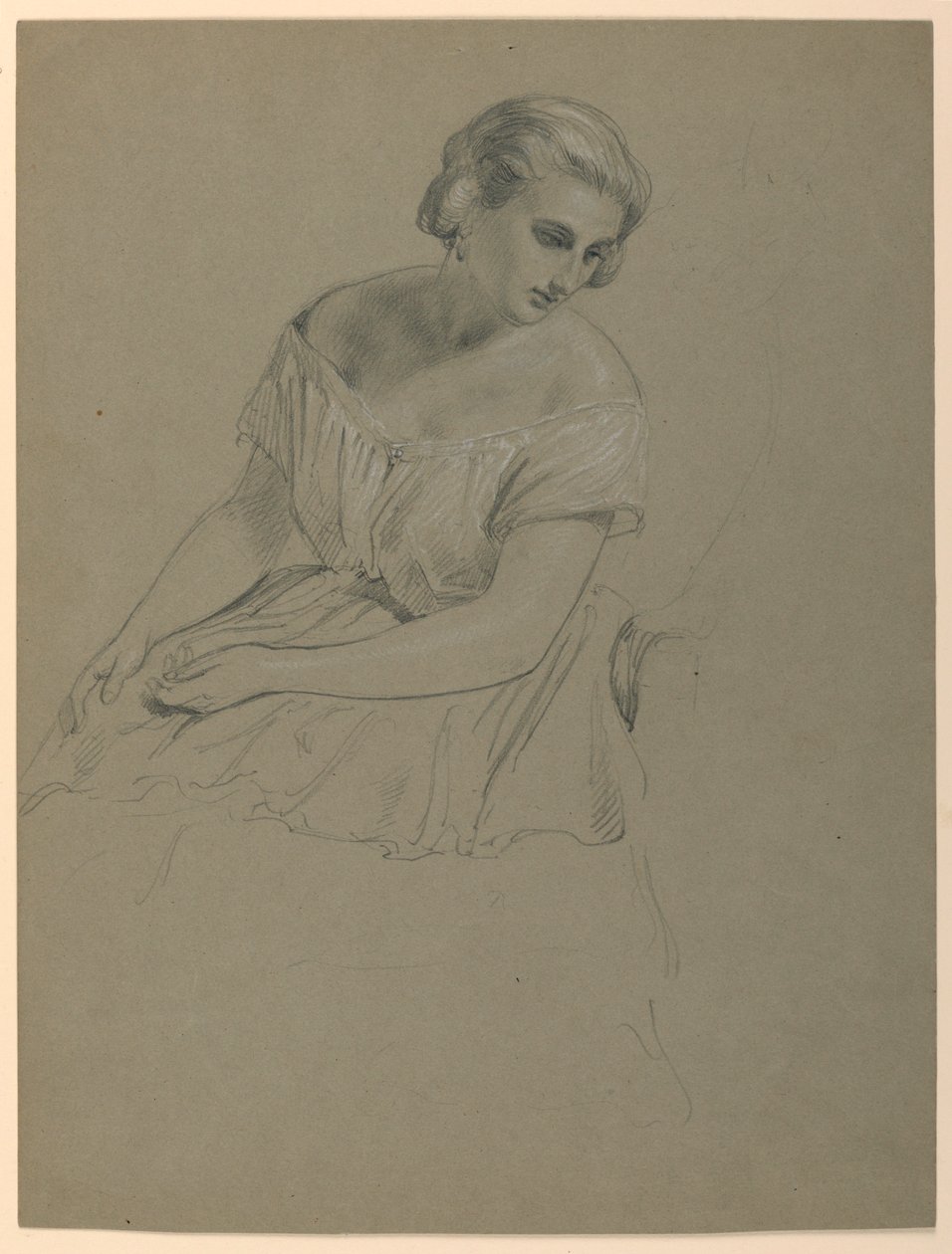Estudo da Mulher Sentada para "The Republican Court" (Dia de Recepção de Lady Washington) de Daniel Huntington