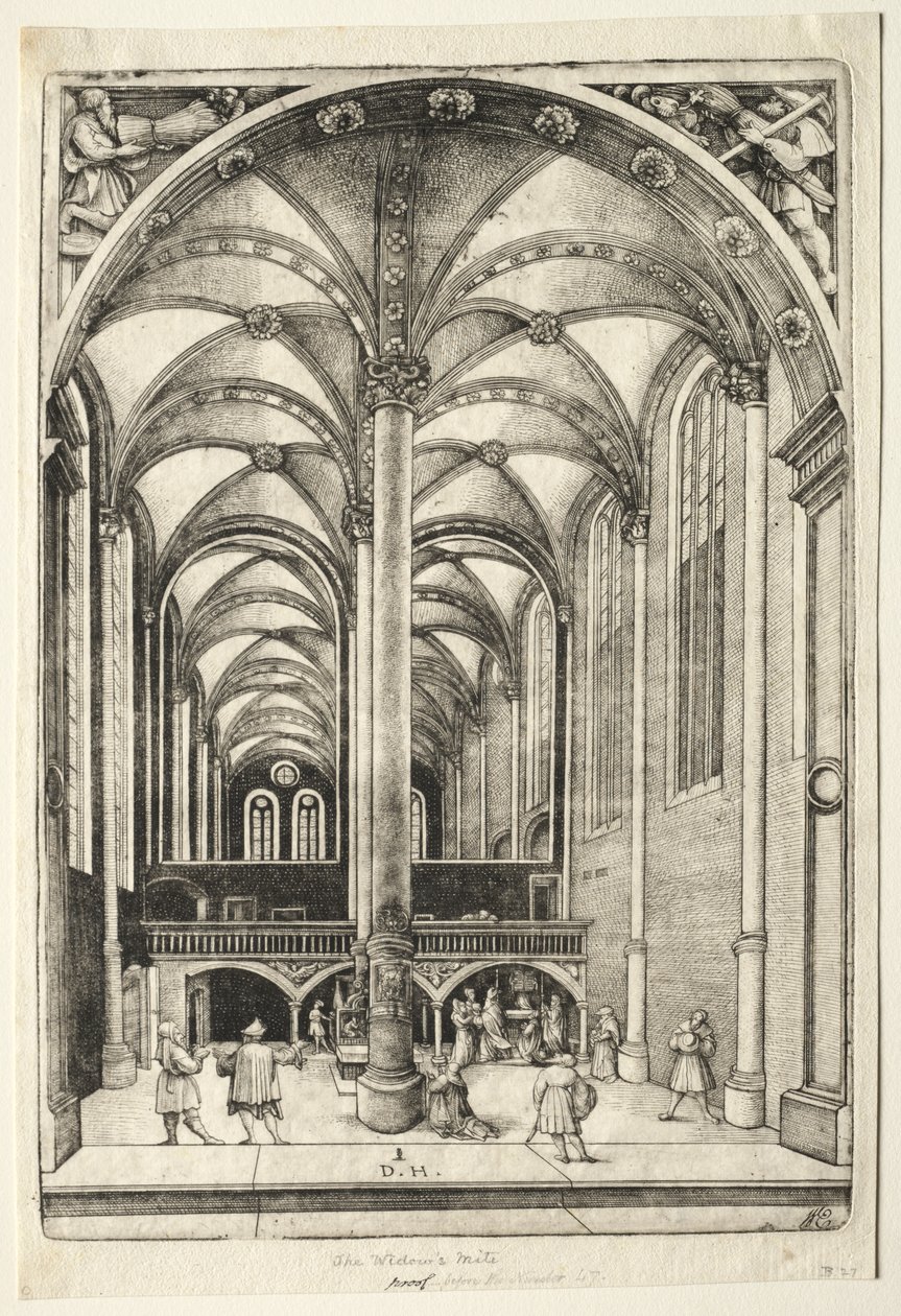 Vista no interior da Igreja de Santa Catarina em Augsburg de Daniel I Hopfer