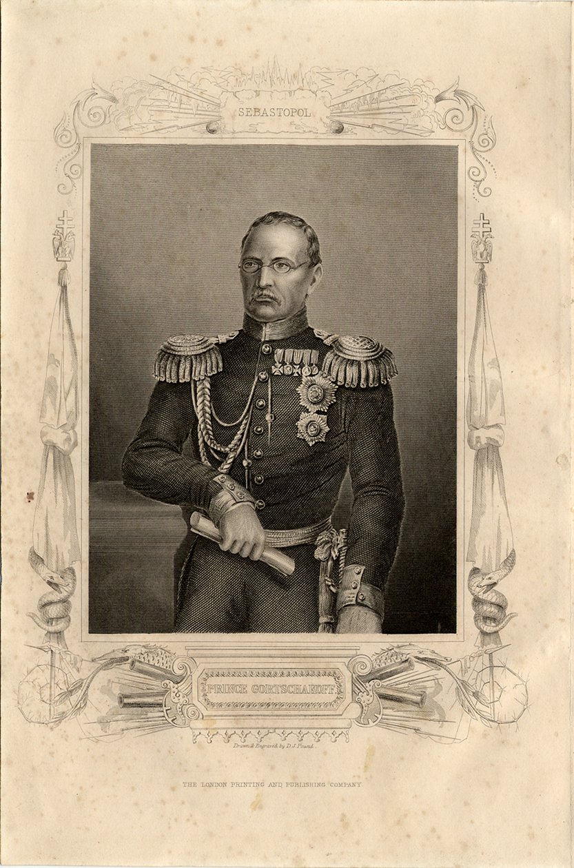Retrato do príncipe Mikhail Dmitrievich Gorchakov 1795-1861, 1856 de Daniel John Pound