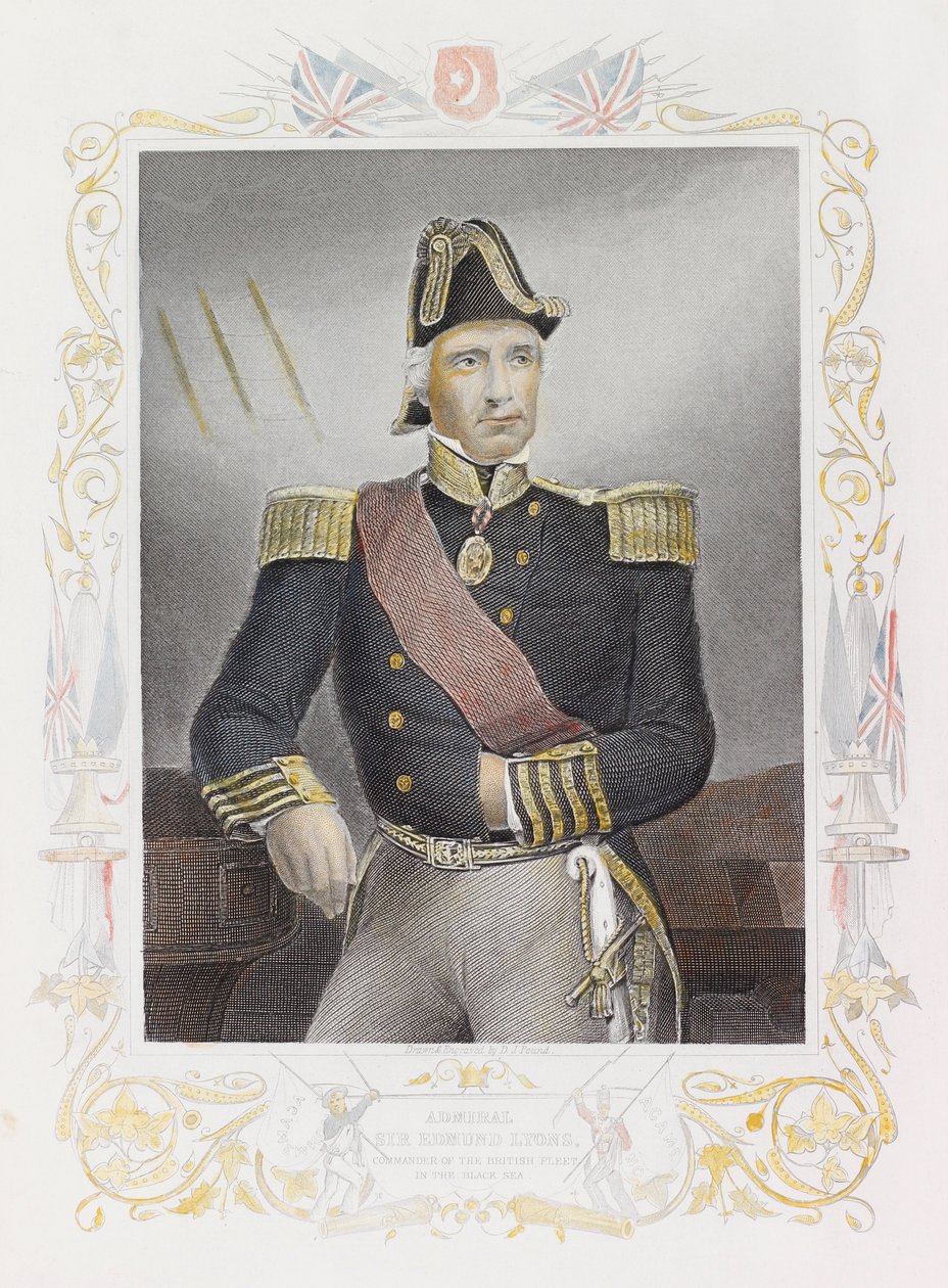 Almirante Sir Edmund Lyons (gravura a cores) de Daniel John. Pound