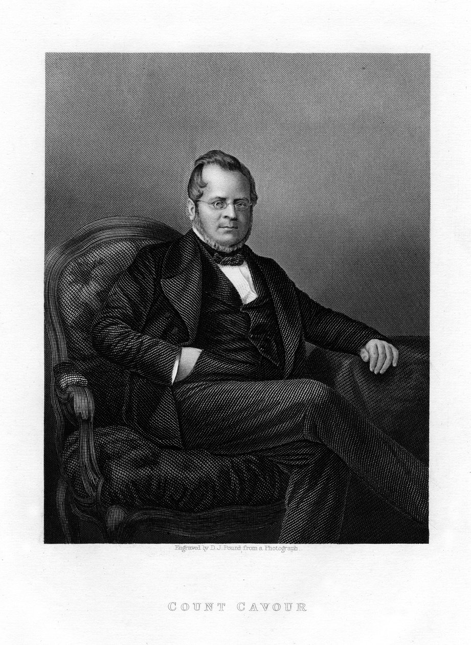 Conde Camillo Benso por Cavour, político italiano, século XIX de Daniel John Pound