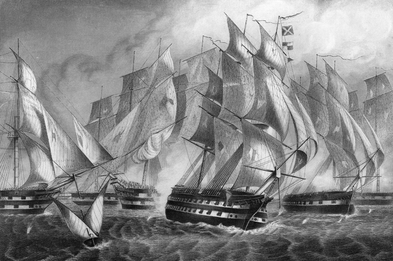 Vitória de Sir Charles Napiers em Cape St Vincent, 5 de julho de 1833 c1857. de Daniel John Pound