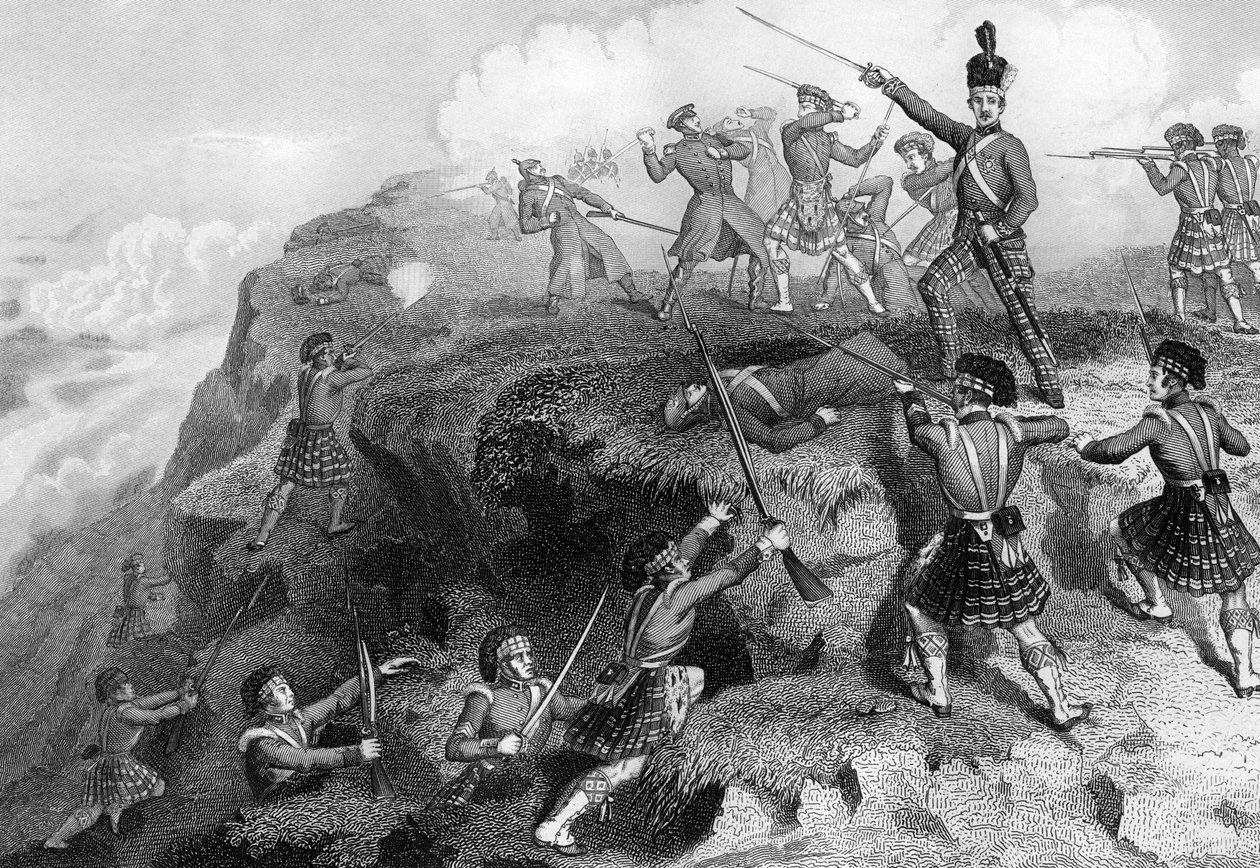 Os Highlanders atacando o reduto russo, Batalha da Alma, 1854, 1857 de Daniel John Pound
