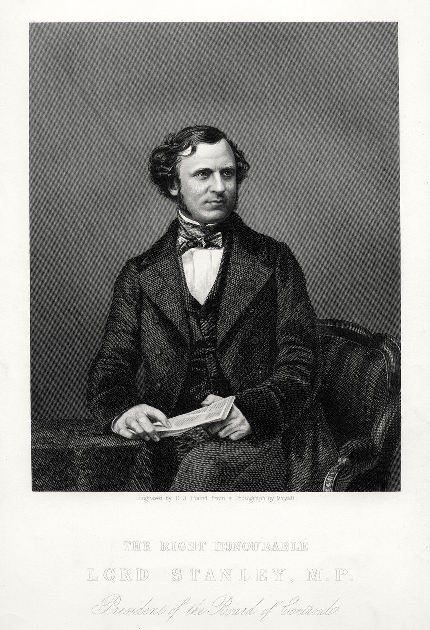 O honorável Edward Henry Stanley, 15º Conde de Derby, estadista britânico, c1880. de Daniel John Pound