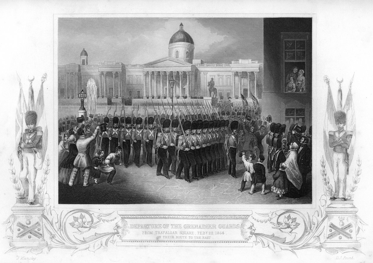 Partida da Guarda Granadeiro, Trafalgar Square, Londres, 1854 1857. de Daniel John Pound
