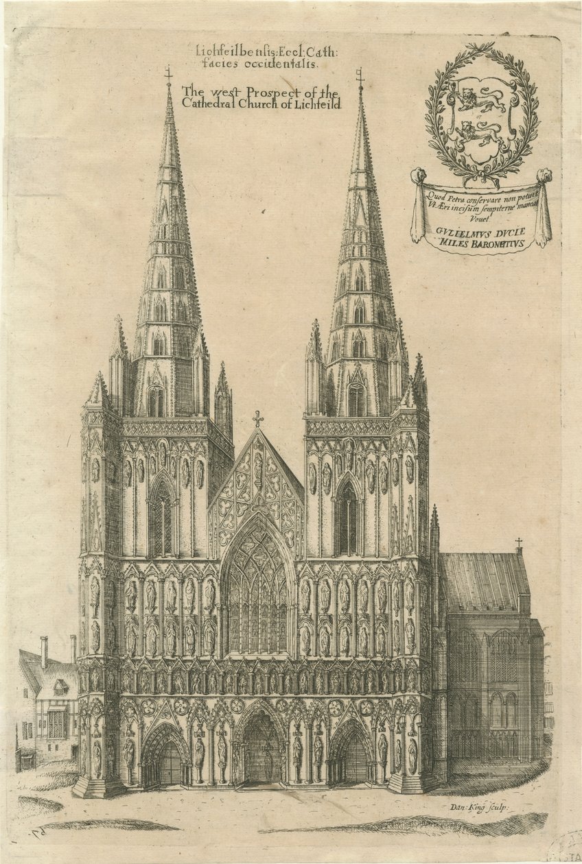 Catedral de Lichfield - Frente Oeste: gravura, sd [ Final do século XVII] de Daniel King