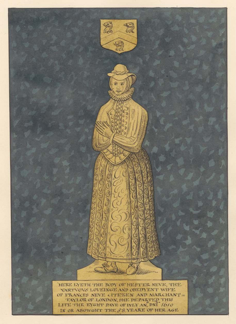 Prato de latão para a Sra. Hester Heve da Igreja East Ham de Daniel Lysons