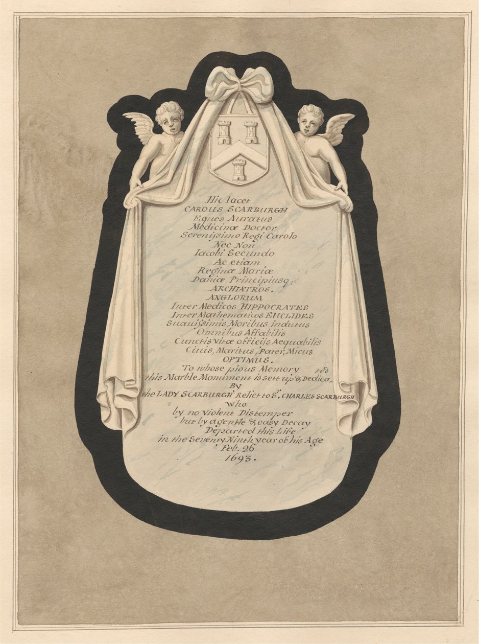 Memorial ao Carous Scarburgh da Igreja de Cranford de Daniel Lysons