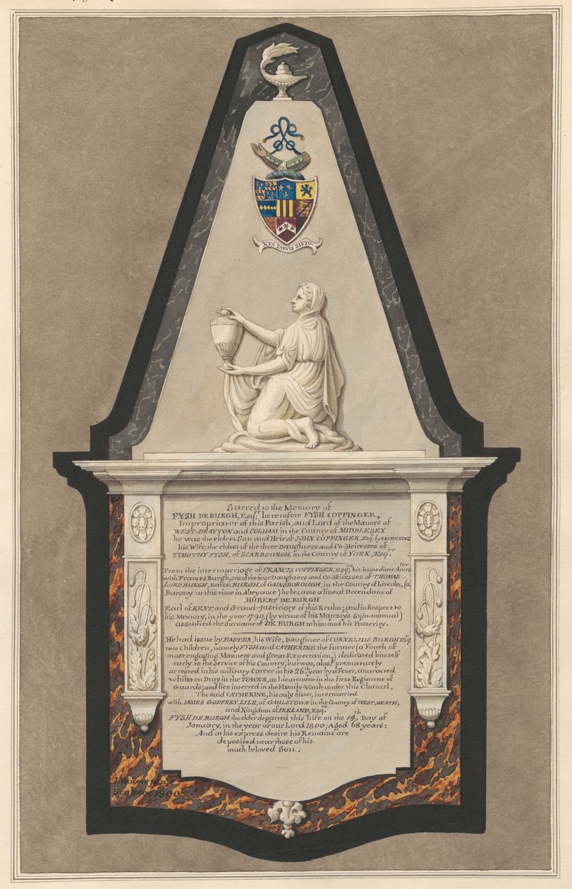 Memorial a Fysh Deburgh da Igreja Drayton de Daniel Lysons