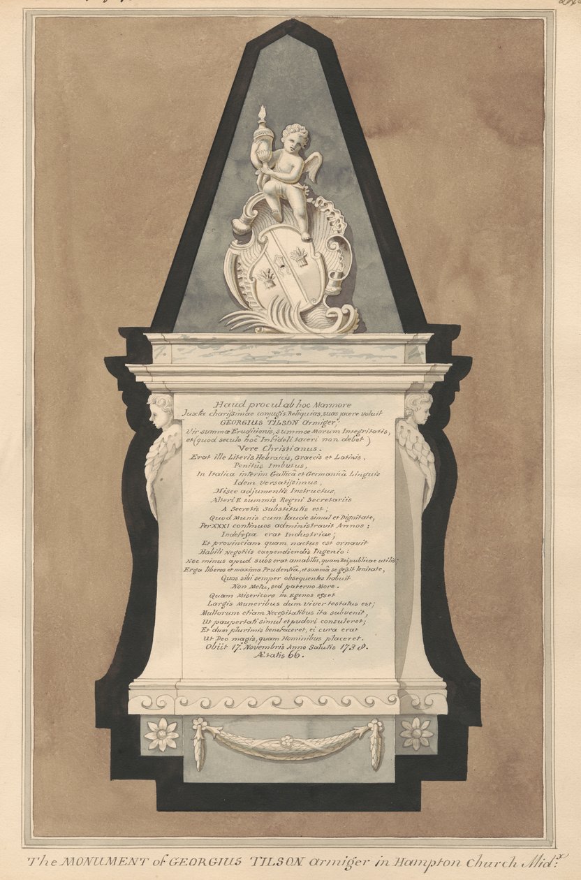 Memorial a George Tilson da Igreja Hampton de Daniel Lysons
