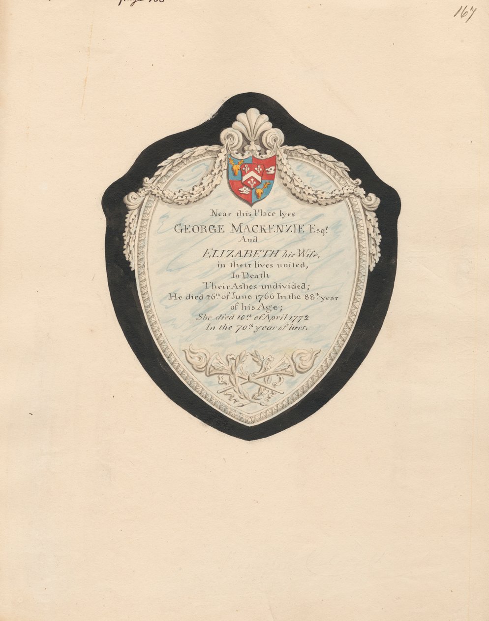 Memorial a George e Elizabeth MacKenzie da Igreja de Kensngton de Daniel Lysons