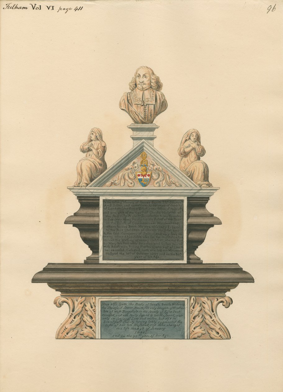 Memorial a James Smith e Sarah Smith, sua esposa de Daniel Lysons