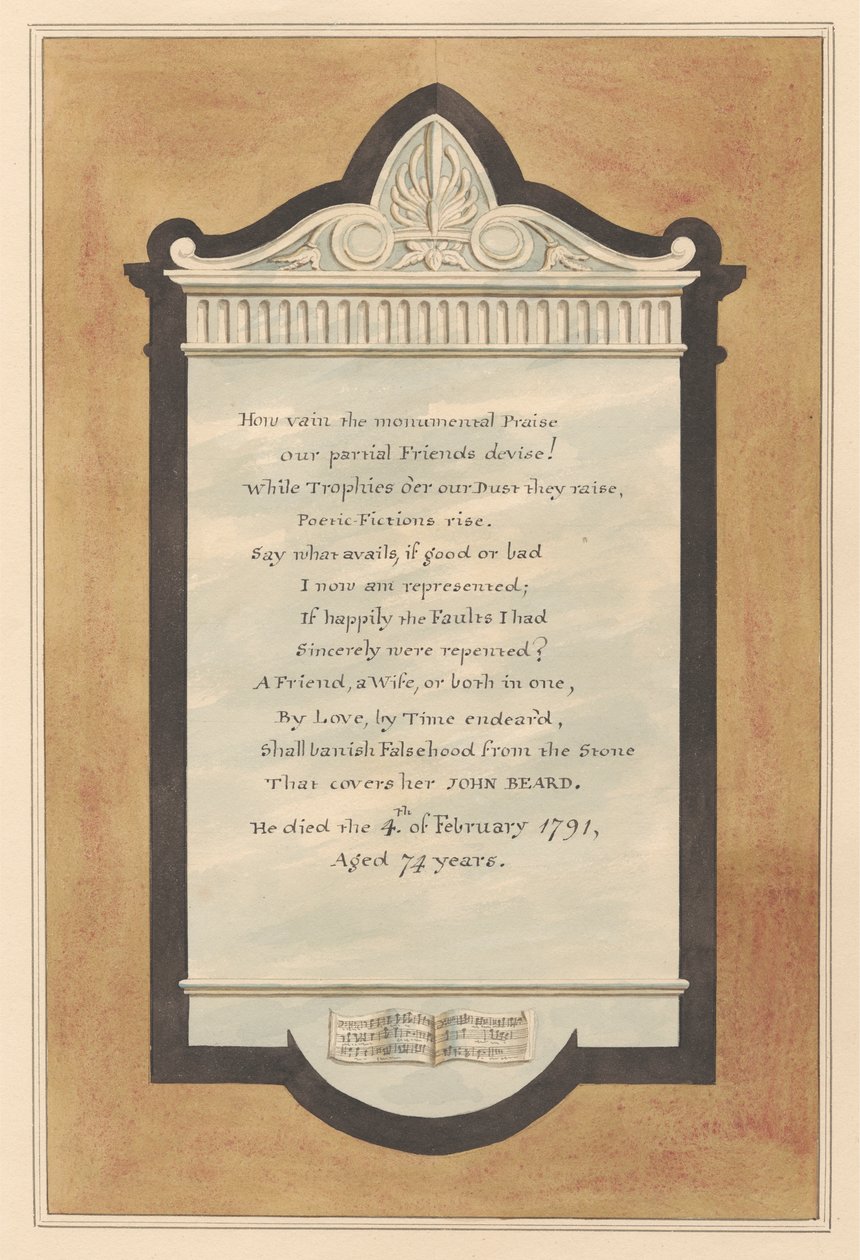 Memorial a John Beard da Igreja Hampton de Daniel Lysons