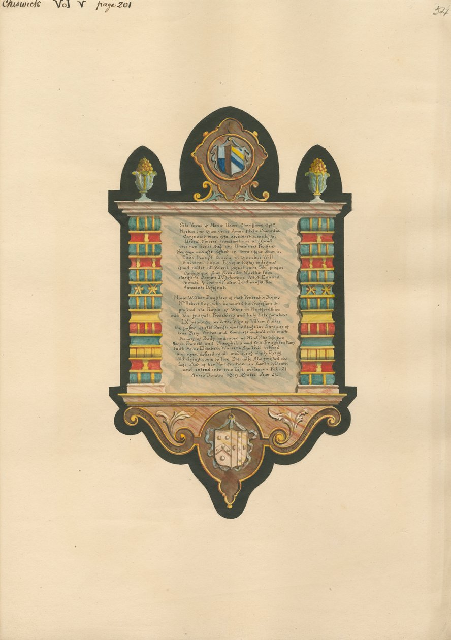Memorial a Marie Walker da Igreja de Chadwick de Daniel Lysons